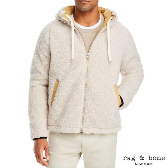 Rag & Bone **NWT** Sherpa Tactic Hooded Fleece Jacket in Natural - Picture 10 of 14